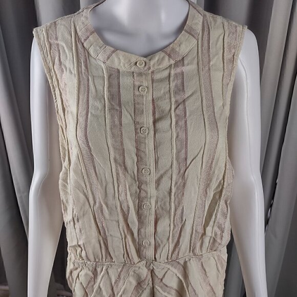 Lane Bryant Womens Cotton Blend Cream Pink Stripe Sleeveless Button Up Top Sz 16 - Picture 2 of 11